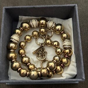 Givenchy Gold and Rhinestone Beaded Necklace